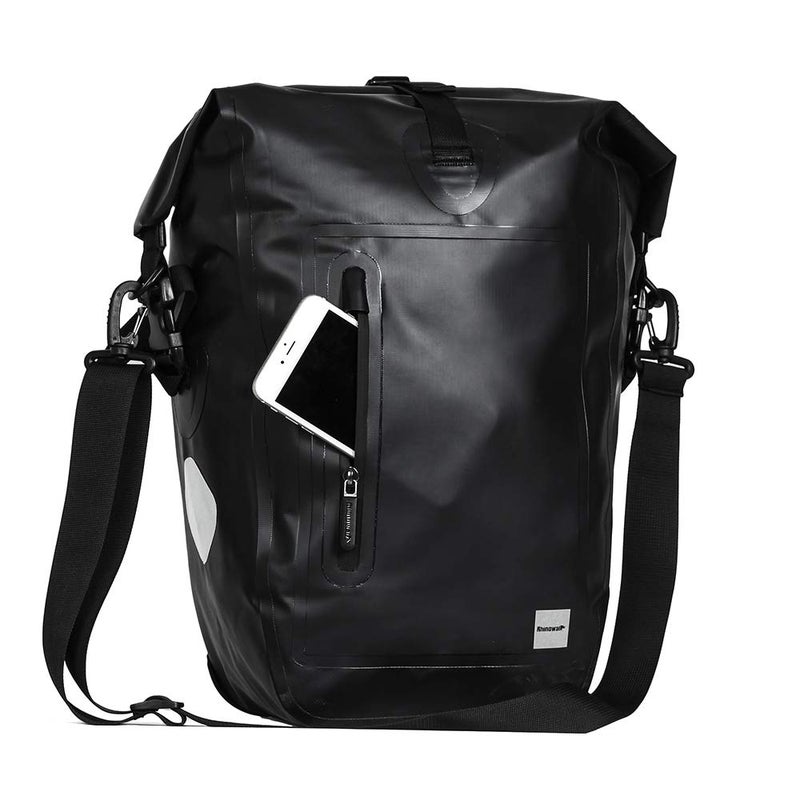 Rhinowalk Bike Pannier Bag Waterproof Bike Bag 23L for Bicycle Cargo Rack Saddle Bag Shoulder Bag Laptop Pannier Rack Bicycle Bag Professional Cycling Accessories-Black - Image 2
